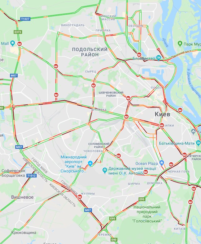 Киев сковали пробки: карта